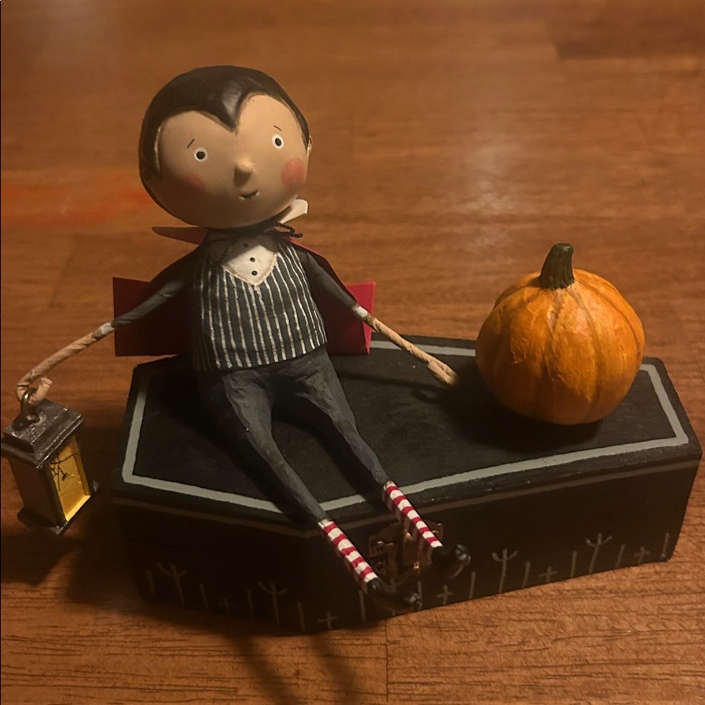 Lori Mitchell Vampire Figurine with Pumpkin and Coffin